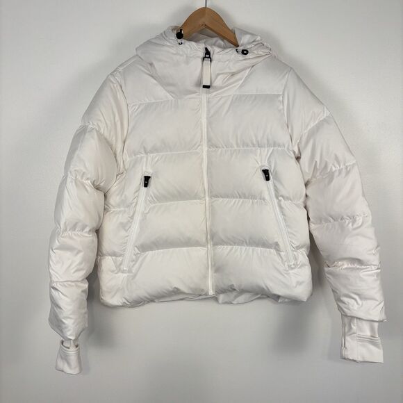 Athleta Snow Goose Down Cropped Puffer Jacket White Women’s Size Medium - Picture 1 of 8